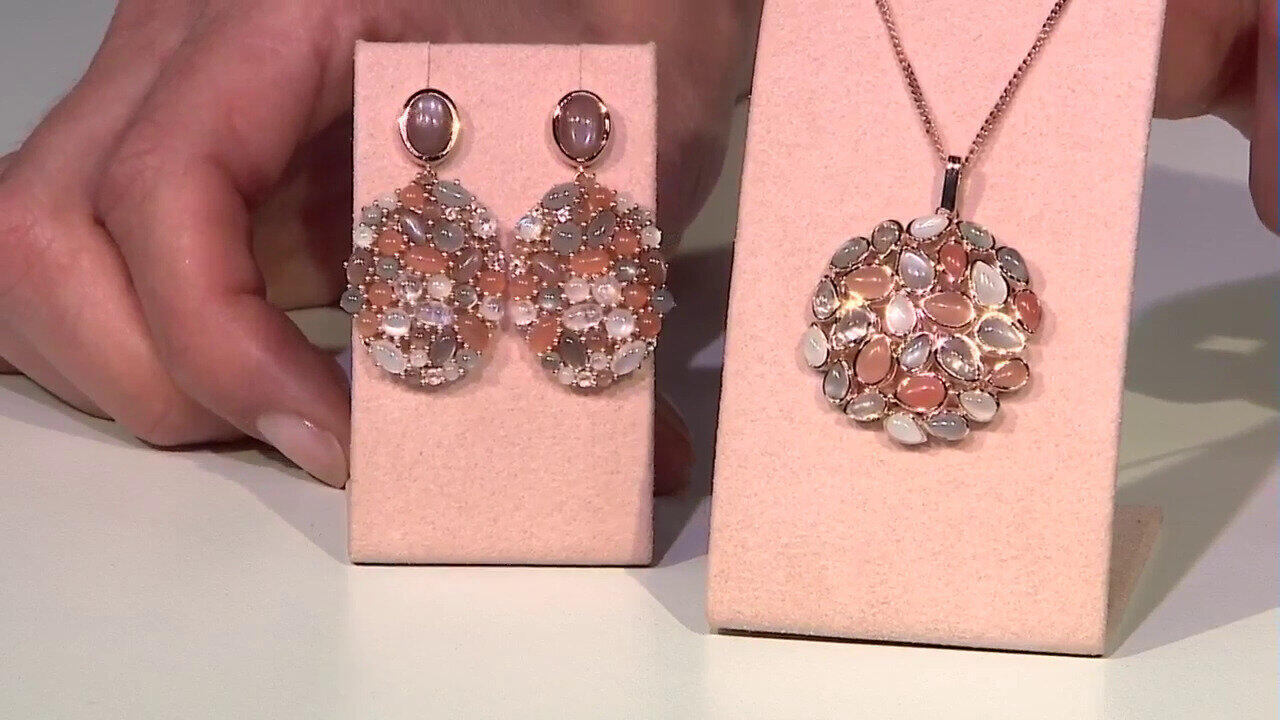 Video Pendientes en plata con Piedra de luna melocotón (KM by Juwelo)