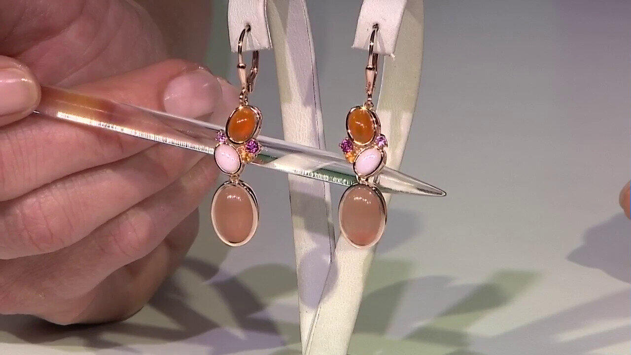 Video Peach Moonstone Silver Earrings (KM by Juwelo)