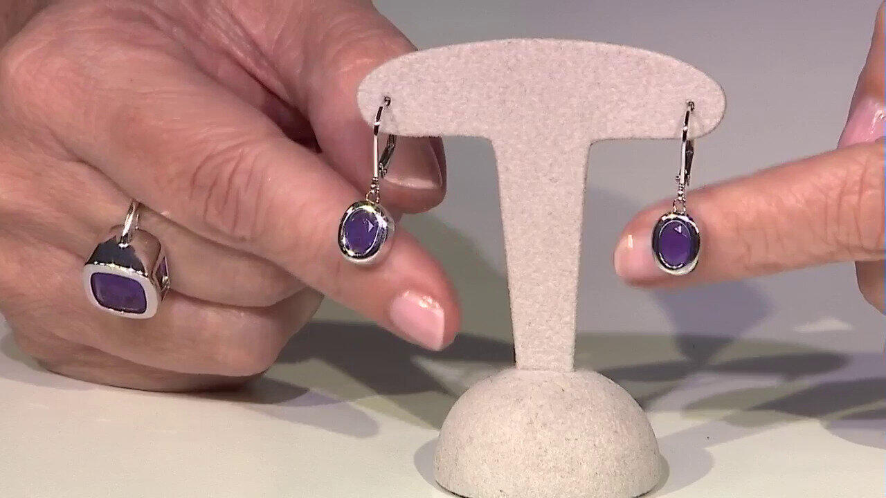 Video Boucles d'oreilles en argent et Quartz pourpre pastel (MONOSONO COLLECTION)