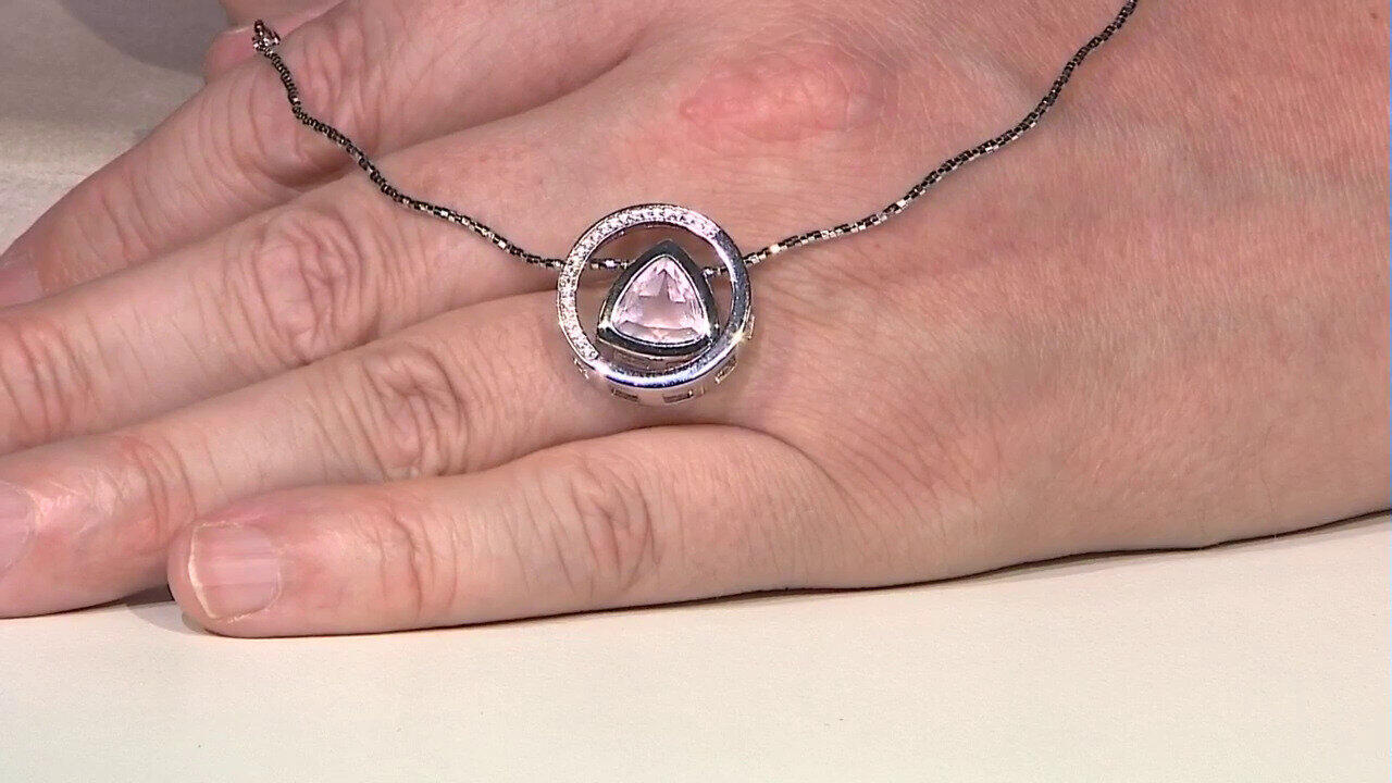Video Colgante en plata con Cuarzo rosa (MONOSONO COLLECTION)