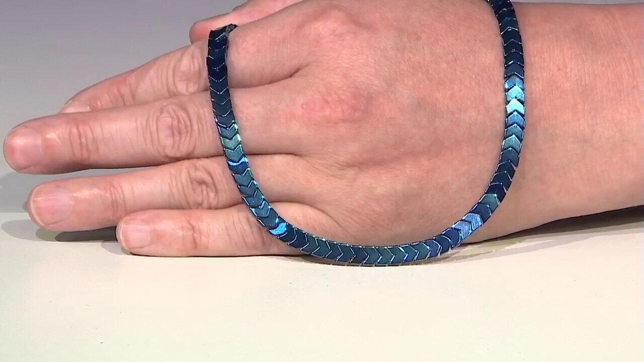 Video Collar en plata con Hematita azul