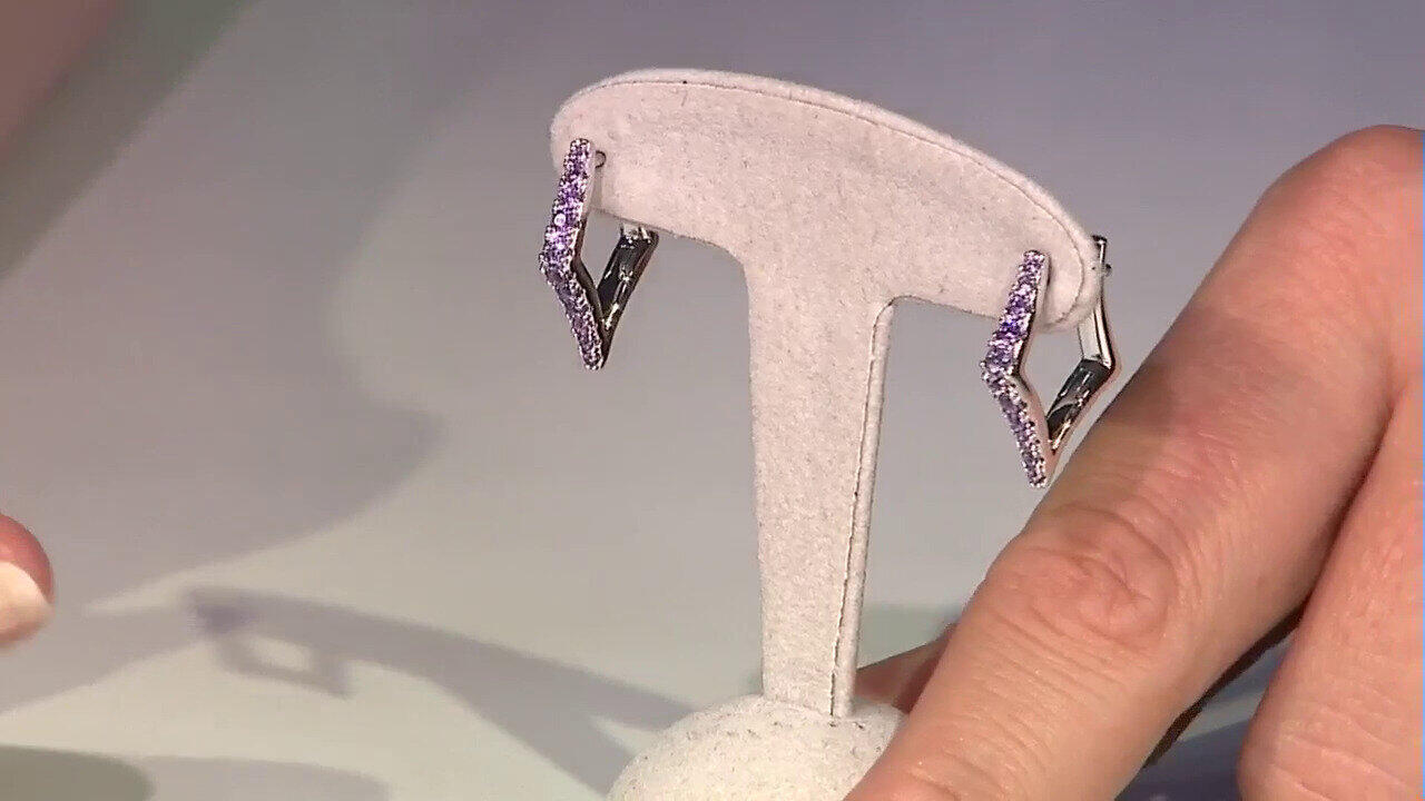 Video Boucles d'oreilles en argent et Améthyste Rose de France