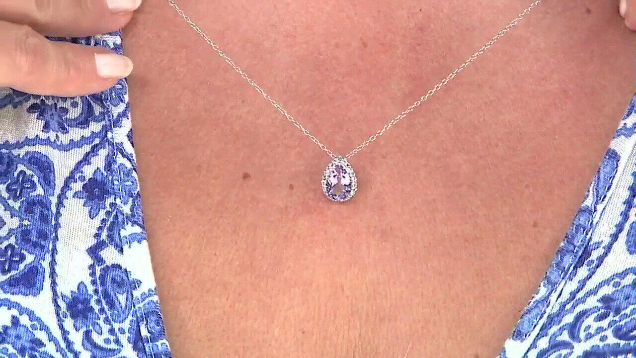 Video Collier en argent et Améthyste Rose de France