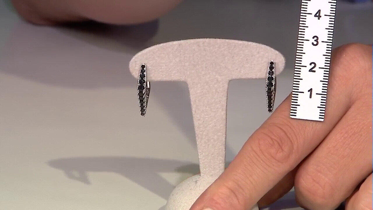 Video Black Spinel Silver Earrings