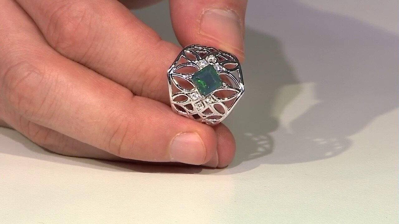 Video Zilveren ring met een Mezezo opaal (de Melo)