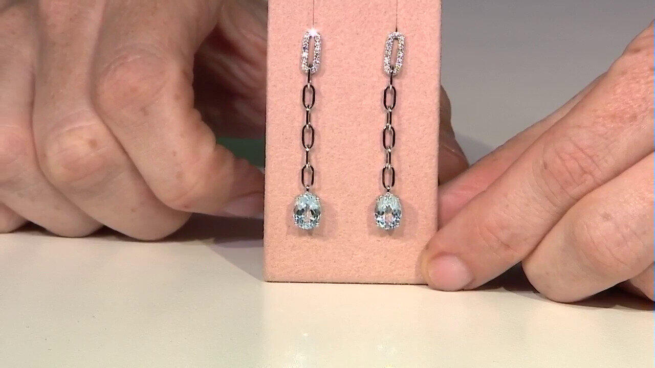 Video Boucles d'oreilles en or et Aigue-Marine du Brésil AAA (CIRARI)