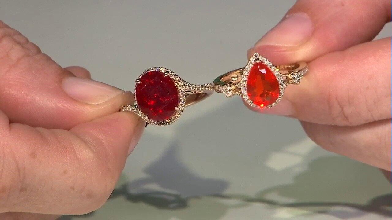 Video Bague en or et Opale de Feu du Mexique (CIRARI)