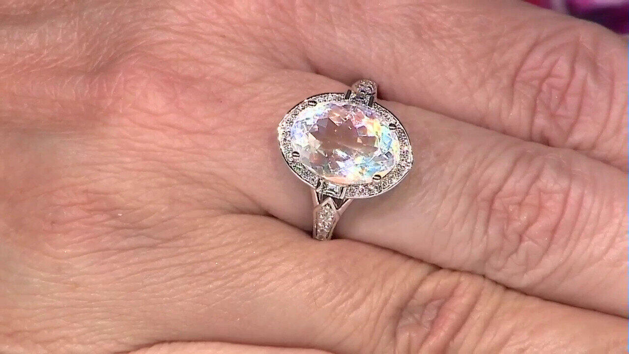 Video Gouden ring met een regenboog maansteen (CIRARI)