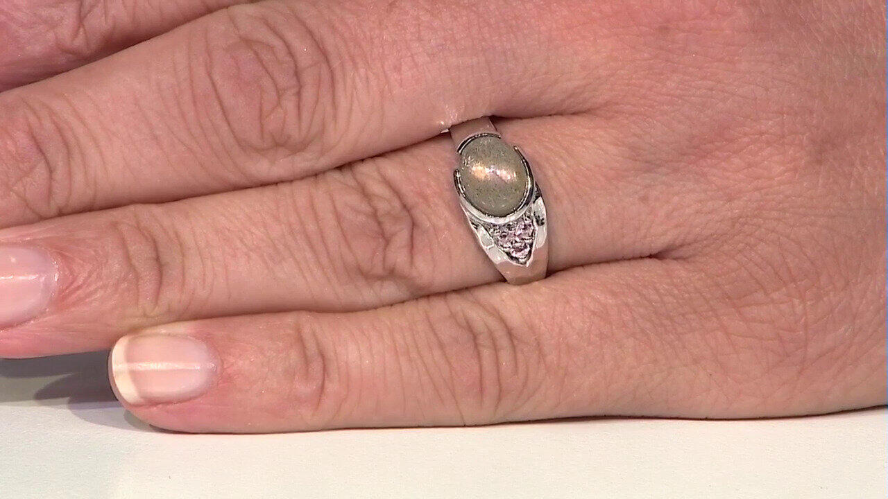 Video Pink Maniry Labradorite Silver Ring