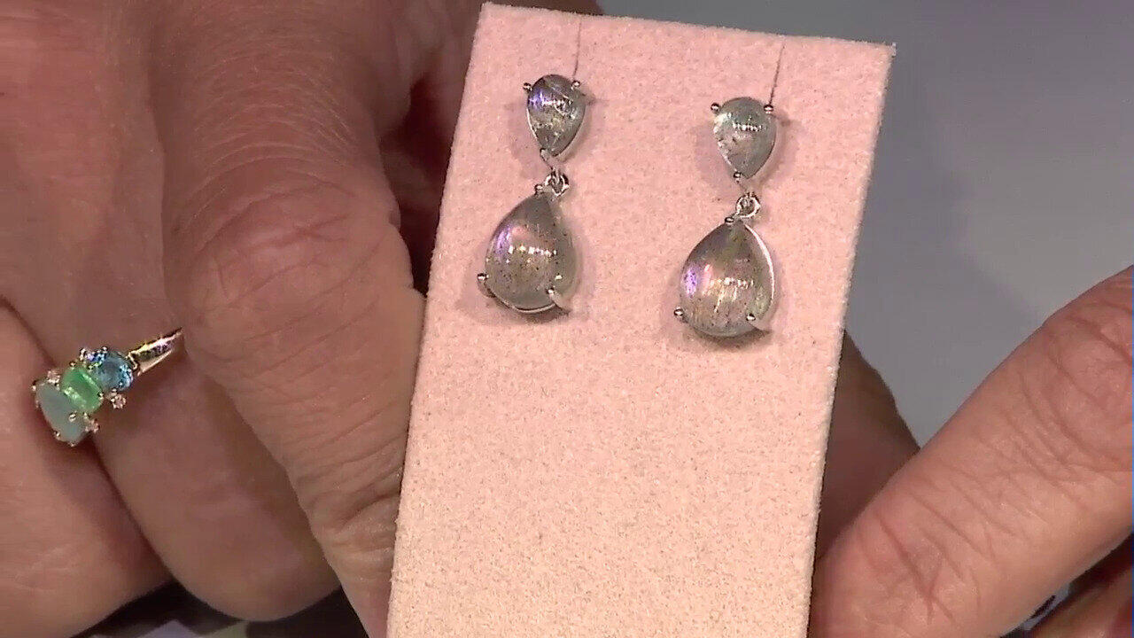 Video Orecchini in argento con Labradorite rosa Maniry