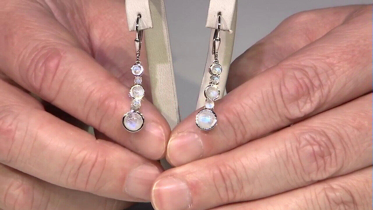 Video Orecchini in argento con Pietra di Luna Blu (KM by Juwelo)