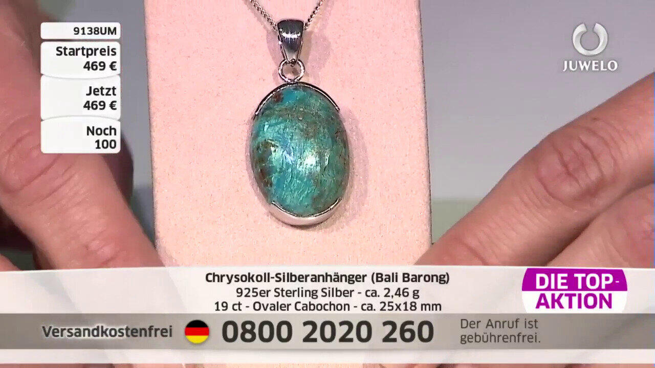 Video Ciondolo in argento con Crisocolla (Bali Barong)