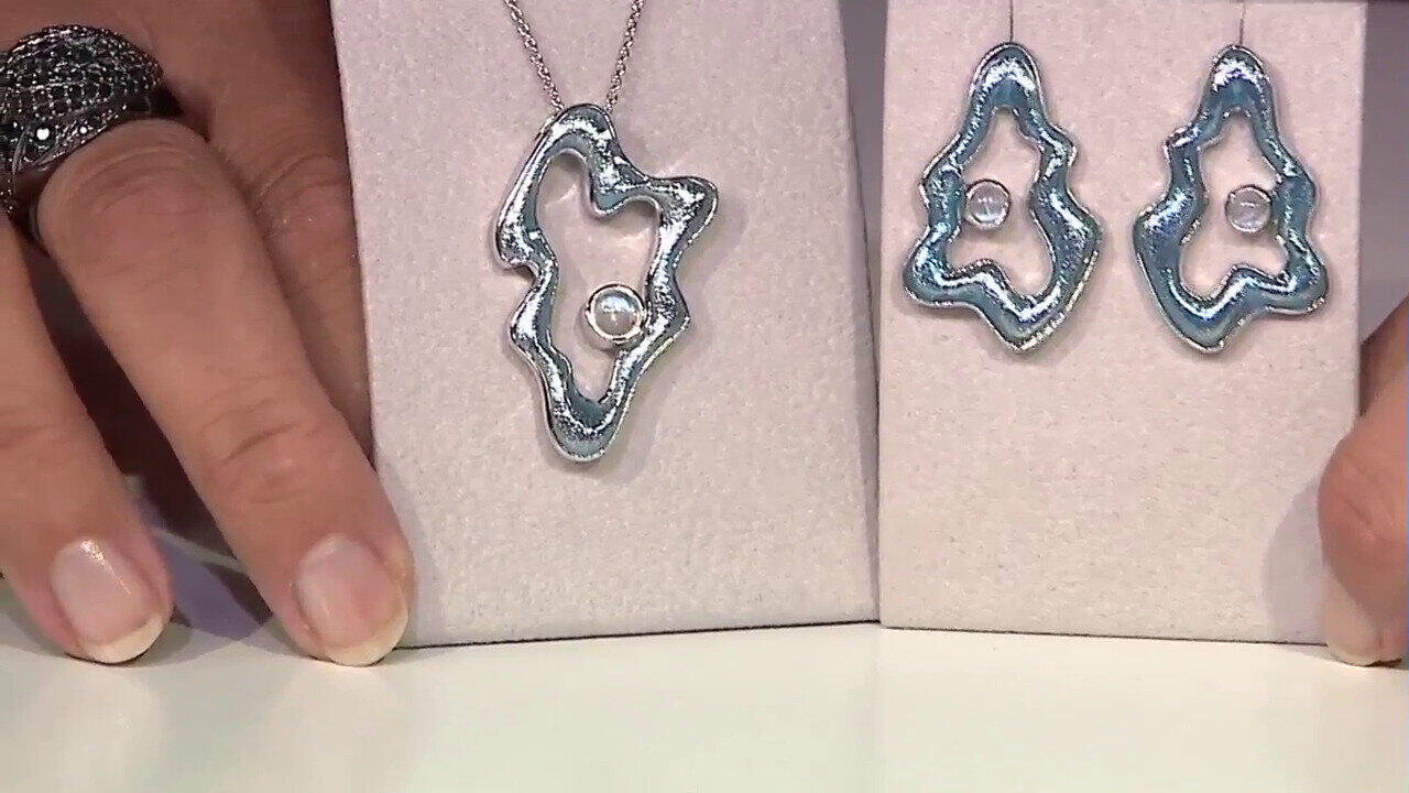 Video Collier en argent et Pierre de lune bleue (Adela Silber)