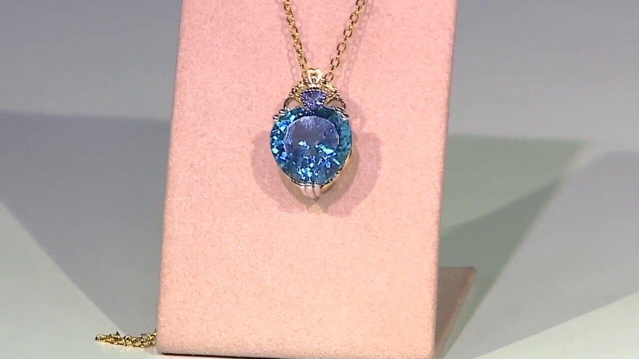 Video Zilveren halsketting met een Zwitsers-blauwe topaas (Gems en Vogue)