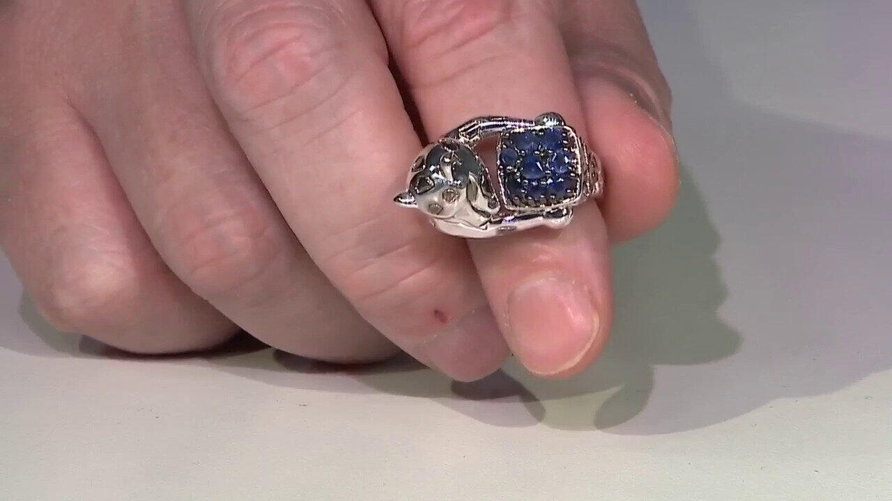 Video Bague en argent et Saphir bleu (Gems en Vogue)