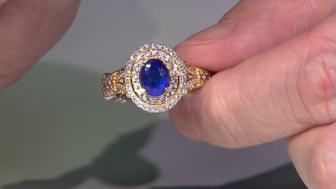 Video Zilveren ring met een kobaltblauwe spinel (Gems en Vogue)