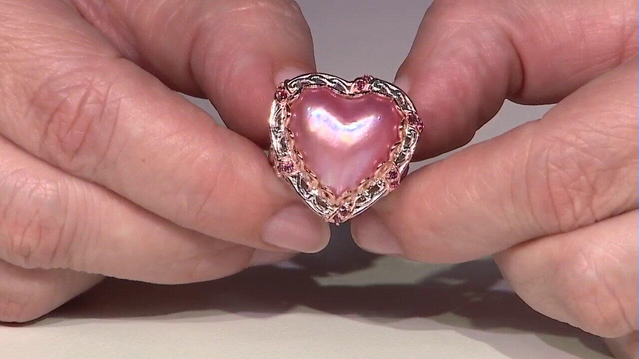 Video Pinkfarbene Mabe-Perlen-Silberring (Gems en Vogue)