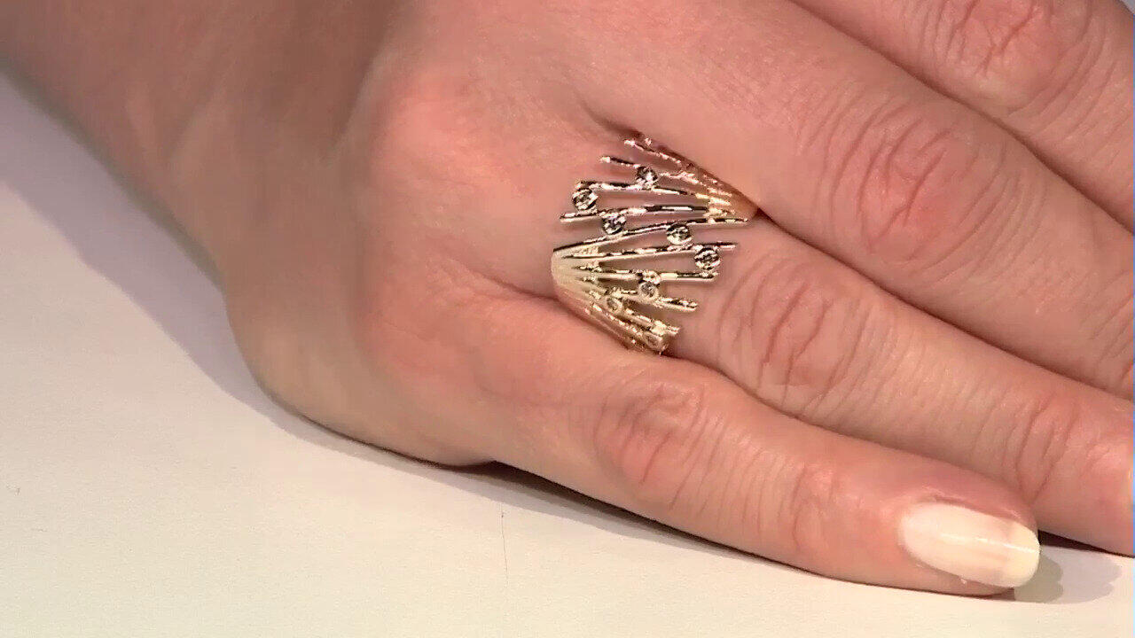 Video 9K I2 Champagne Diamond Gold Ring (de Melo)