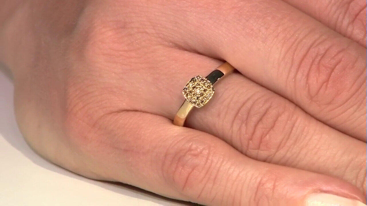 Video 9K I2 Champagne Diamond Gold Ring (de Melo)