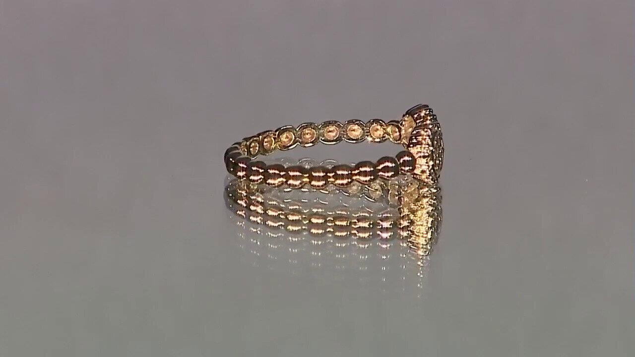Video 9K I2 Champagne Diamond Gold Ring (de Melo)