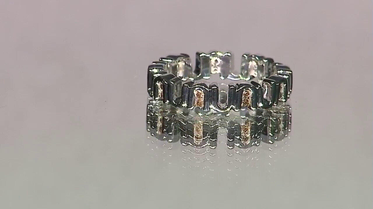 Video I3 Champagne Diamond Silver Ring (de Melo)