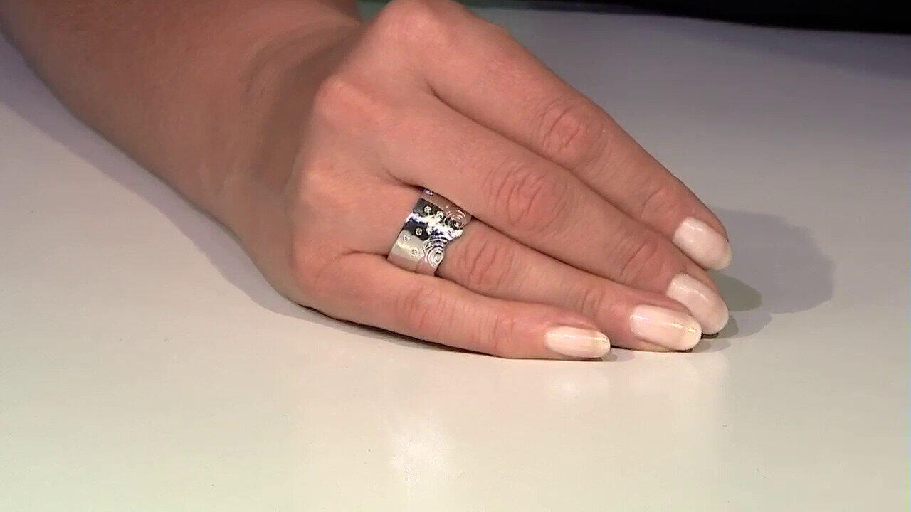 Video Zilveren ring met I2 (H) Diamanten (de Melo)