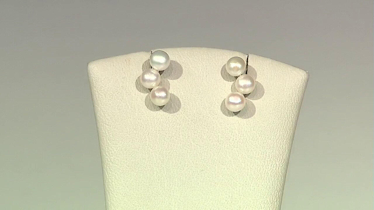 Video Orecchini in argento con Perla d'Acqua Dolce Bianca