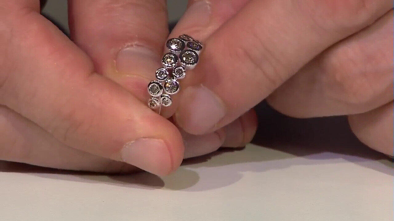 Video 9K VS1 Champagne Diamond Gold Ring