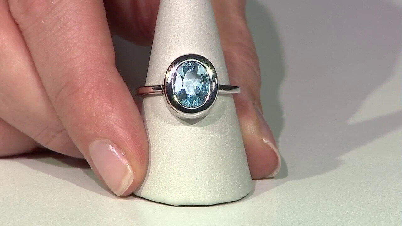 Video Sky Blue Topaz Silver Ring (MONOSONO COLLECTION)