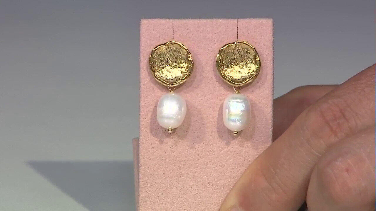 Video Orecchini in argento con Perla d'Acqua Dolce Bianca