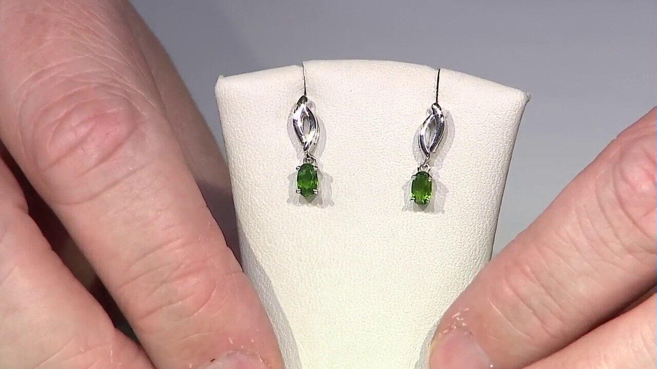 Video Orecchini in argento con Diopside Russo
