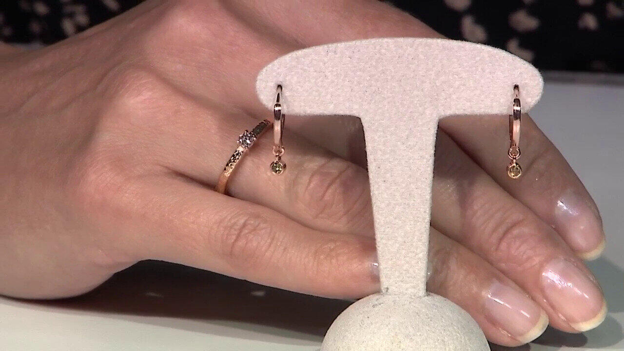 Video I2 Champagne Diamond Silver Ring