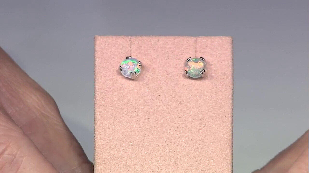 Video Welo Opal Silver Earrings