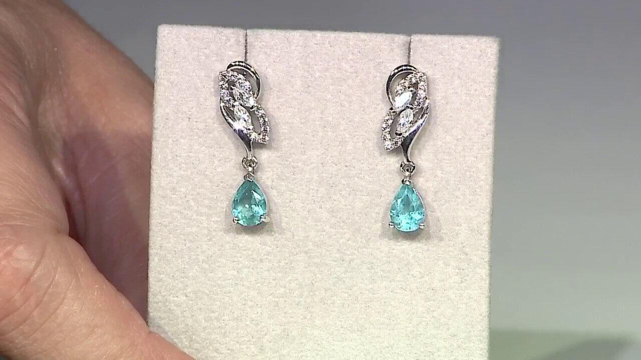 Video Blue Apatite Silver Earrings