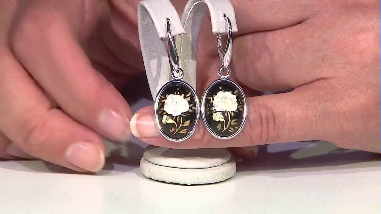 Video Boucles d'oreilles en argent et Ambre cerise de la Baltique  (dagen)
