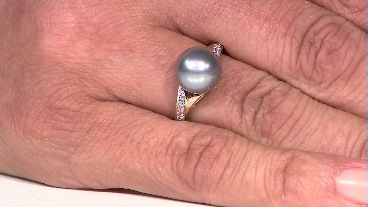 Video Bague en argent et Perle de culture de Tahiti (TPC)