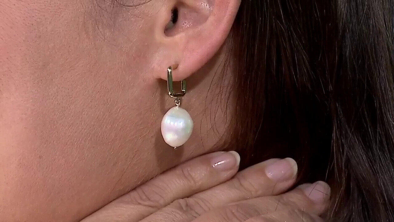 Video Orecchini in argento con Perla d'Acqua Dolce Bianca (TPC)
