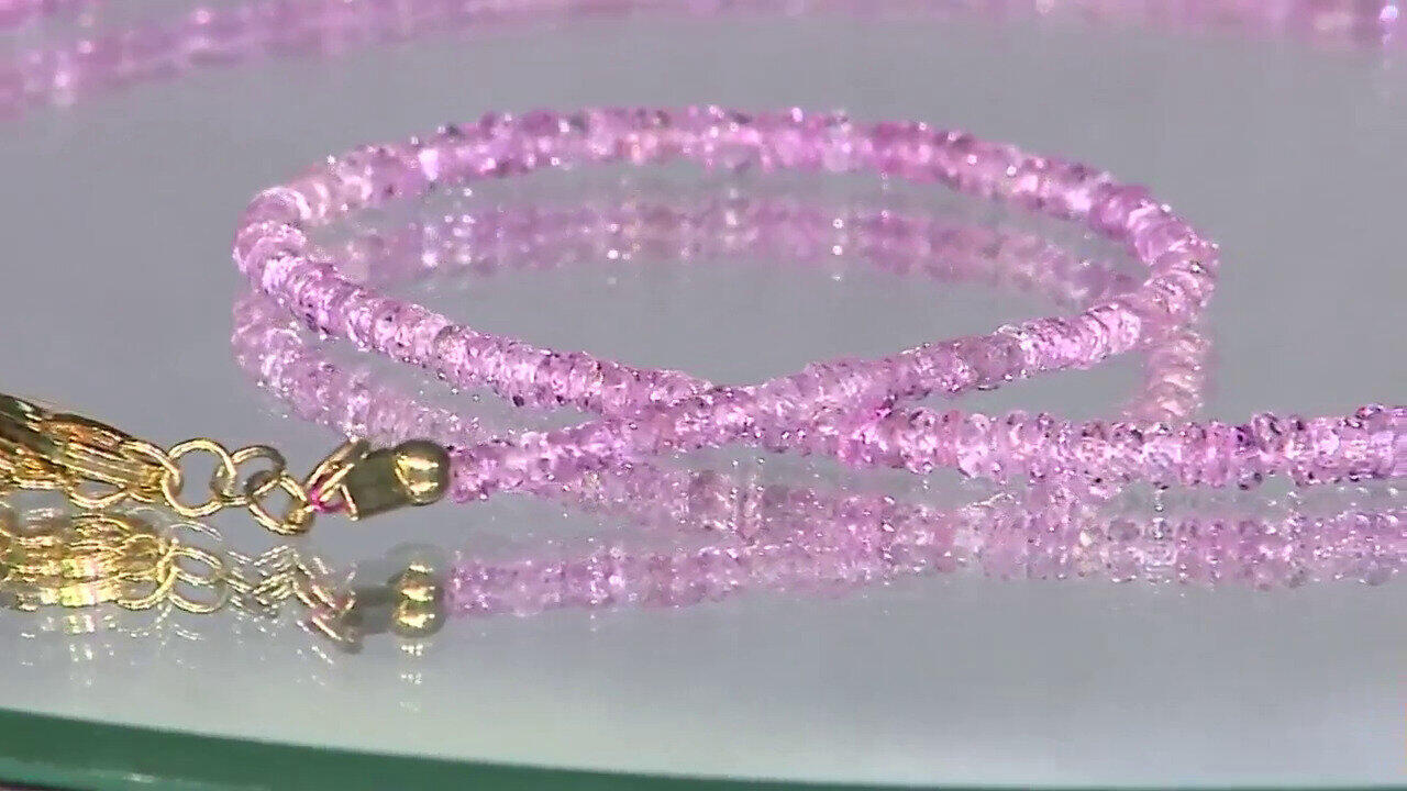 Video Pinkfarbener Ceylon-Saphir-Silberhalskette