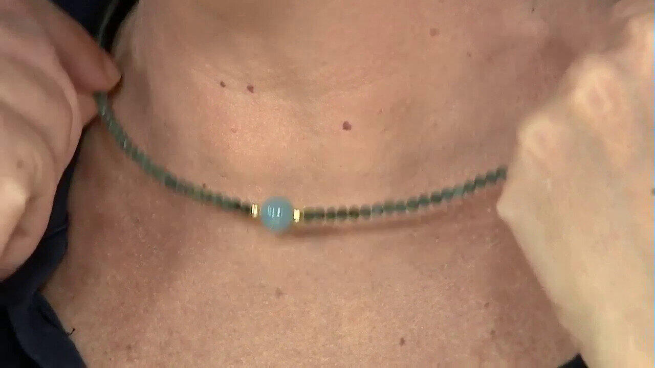 Video Brazilian Aquamarine Steel Choker (Riya)