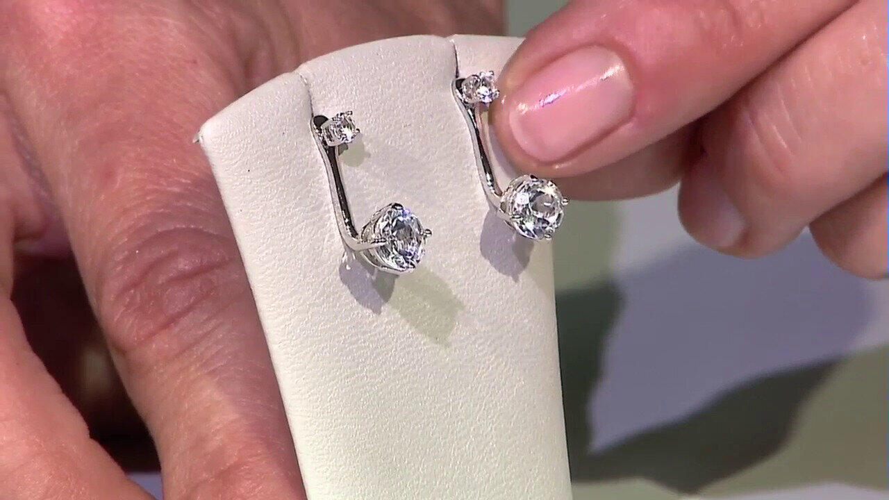 Video Boucles d'oreilles en argent et Topaze blanche