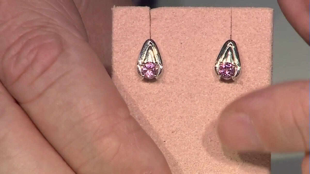 Video Boucles d'oreilles en argent et Tourmaline rose du Brésil  (Pallanova)