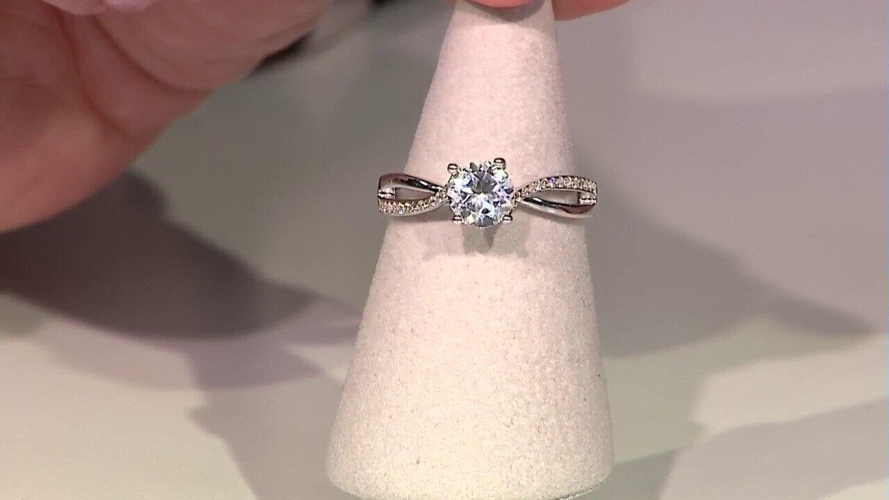 Video Anello in argento con Topazio Bianco
