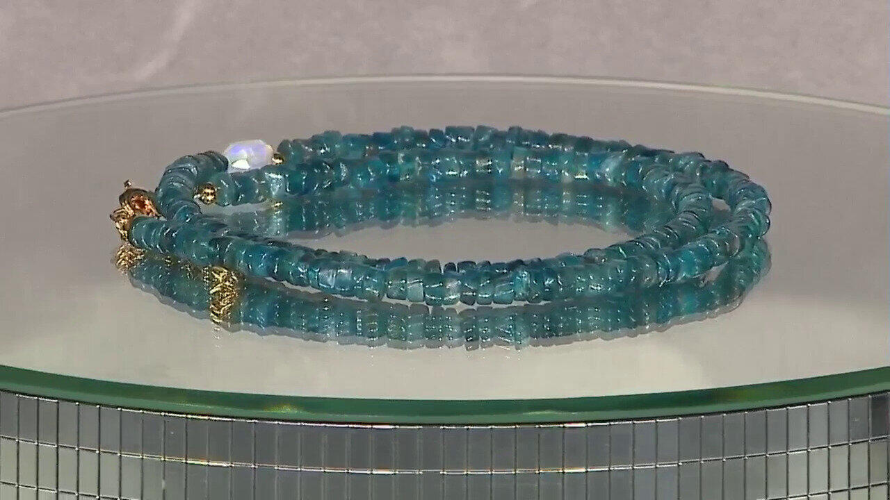 Video Neon Blue Apatite Silver Necklace (Riya)