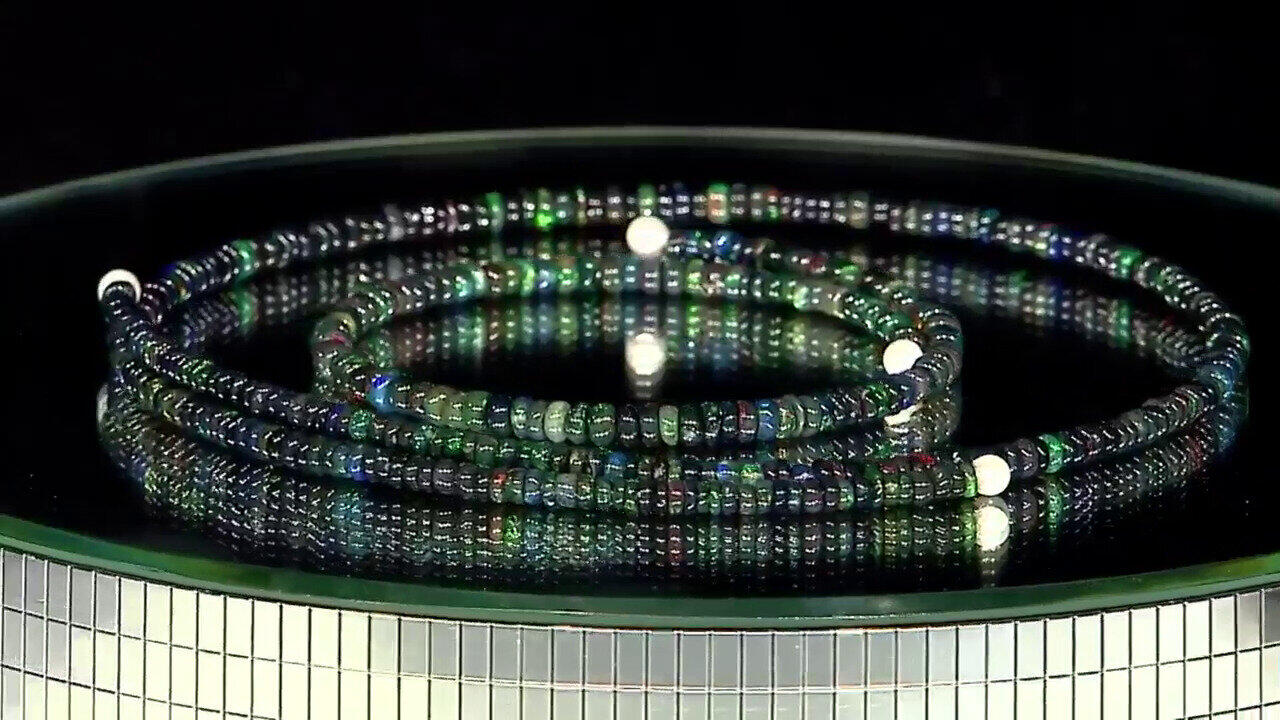 Video Stalen halsband met Mezezo opalen (Riya)