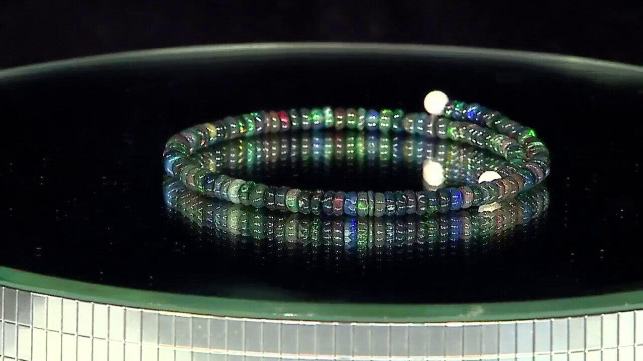 Video Stalen armband met Mezezo opalen (Riya)