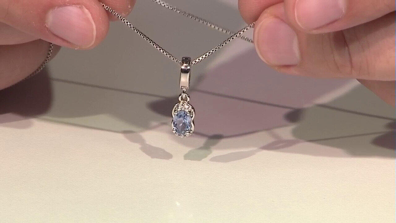 Video Ciondolo in argento con Zaffiro Ceylon Blu (non riscaldato)