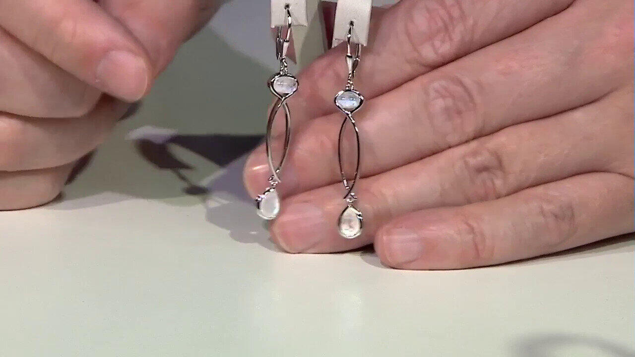 Video Orecchini in argento con Pietra di Luna Arcobaleno (KM by Juwelo)