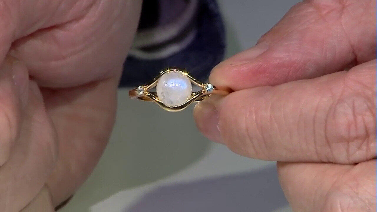 Video Bague en argent et Pierre de Lune arc-en-ciel (KM by Juwelo)