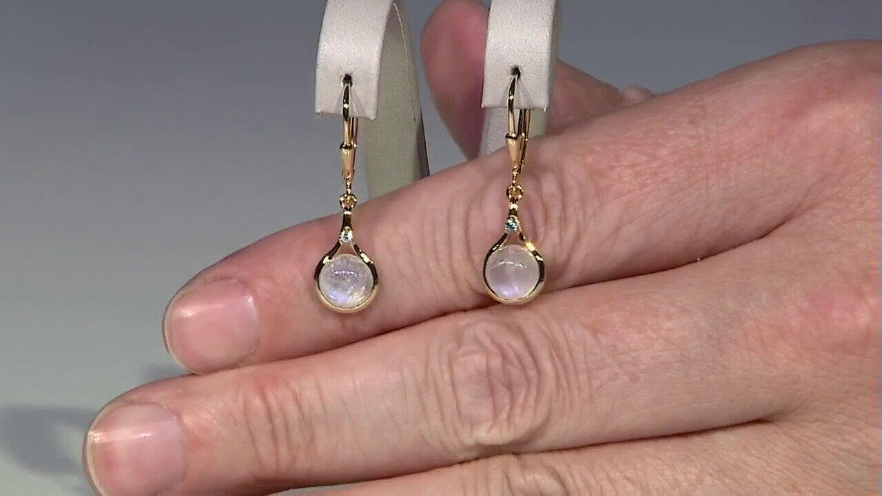 Video Boucles d'oreilles en argent et Pierre de Lune arc-en-ciel (KM by Juwelo)