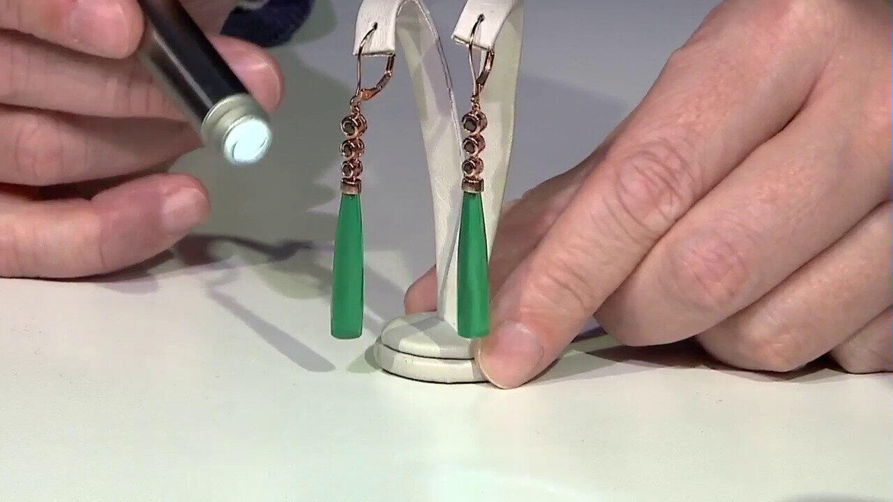 Video 9K Green Agate Gold Earrings (KM by Juwelo)